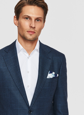 Granatowa marynarka w kratkę z wiskozą