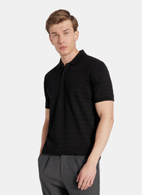 Czarne bawełniane polo w prążki