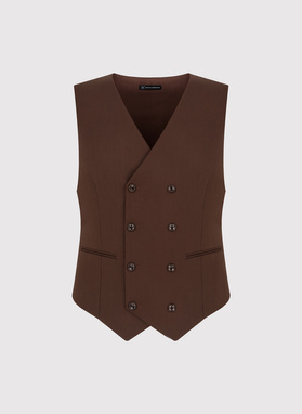 Brązowa dwurzędowa kamizelka męska