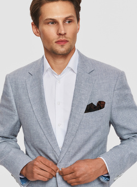 Niebieska marynarka casual z lnem i wełną