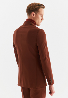 Rudy garnitur męski z wełny