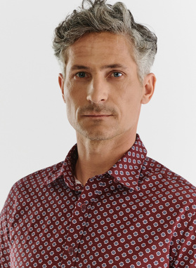 Męska bordowa koszula w kwiatki