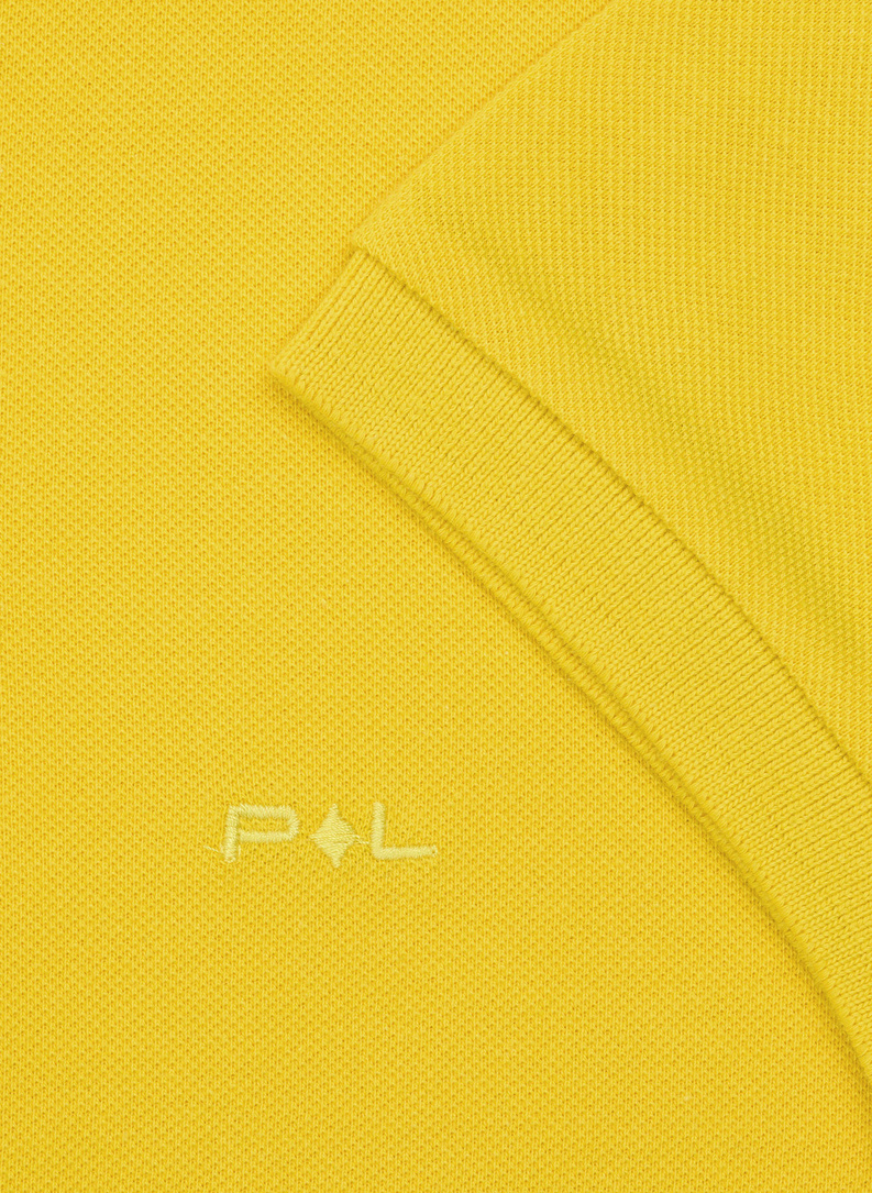 Gładki T-shirt polo w kolorze żółtym 