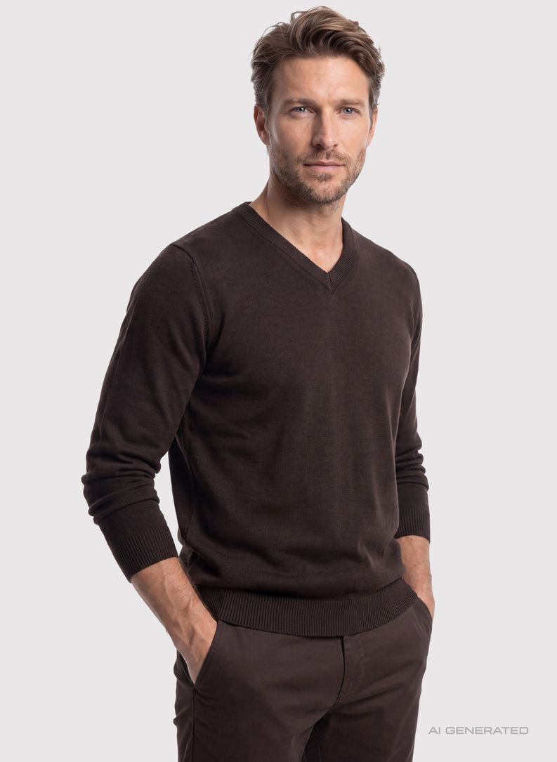 Brązowy sweter v-neck