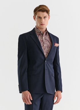 Granatowy garnitur w kratę Windowpane