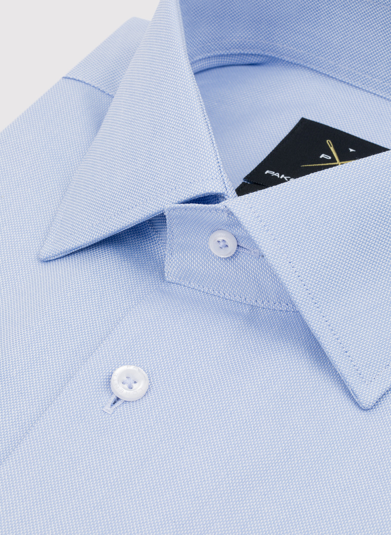 Niebieska bawełniana koszula męska na spinki