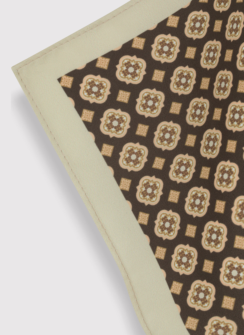 Poszetka męska w kolorze beżowym we wzory