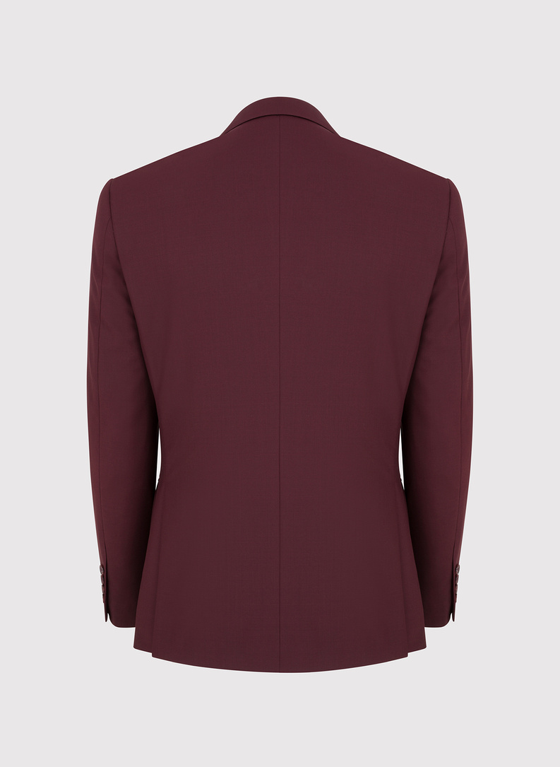 Dwuczęściowy gładki garnitur męski w kolorze burgundowym