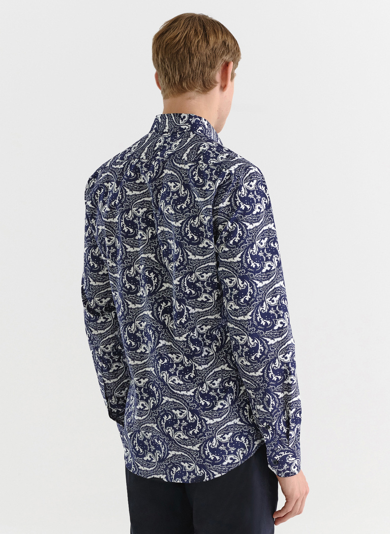 Granatowa koszula w oryginalny wzór