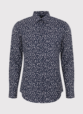Granatowa koszula męska w kwiatki 
