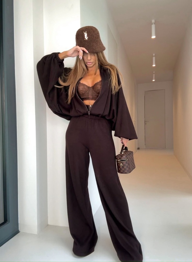 Komplet bluza i spodnie POOL COZY czekolada