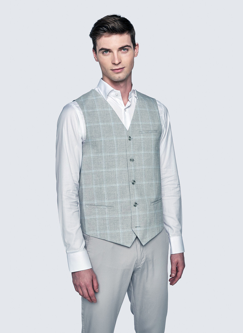 Szara kamizelka męska w kratę