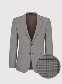 Męska marynarka garniturowa w kratę w brązowych tonach