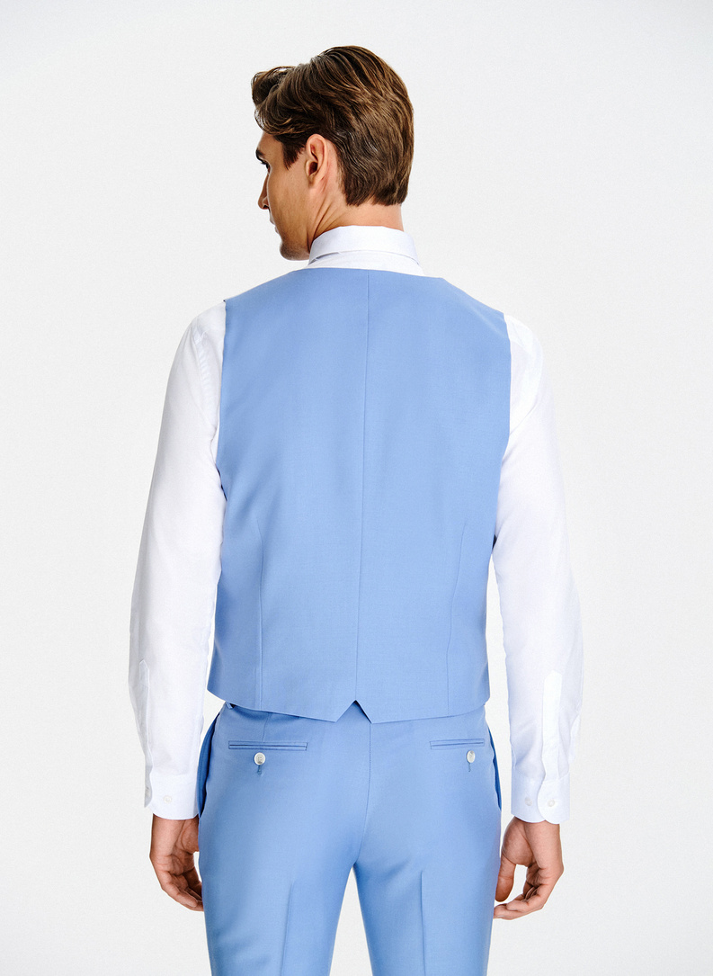 Niebieska wełniana kamizelka garniturowa