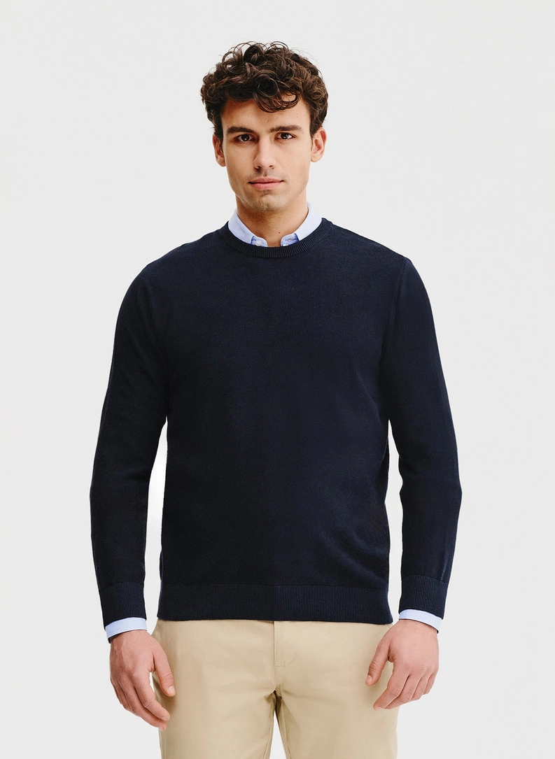 Granatowy sweter męski - zdjecie nr 1