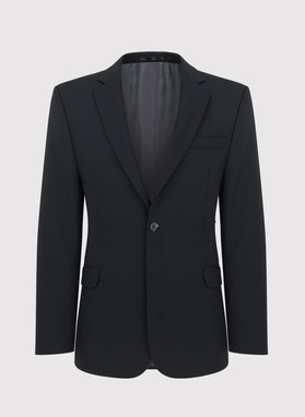 Gładki czarny garnitur z wełną