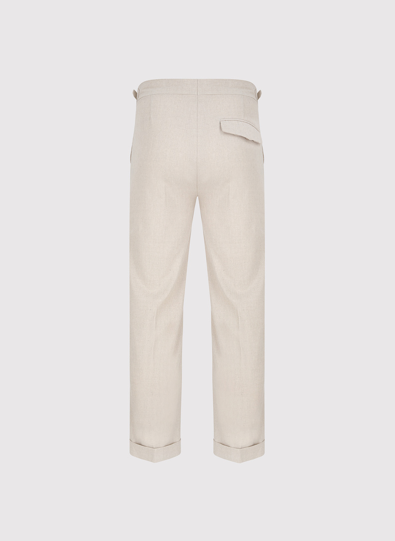 Beżowe spodnie męskie z lnem