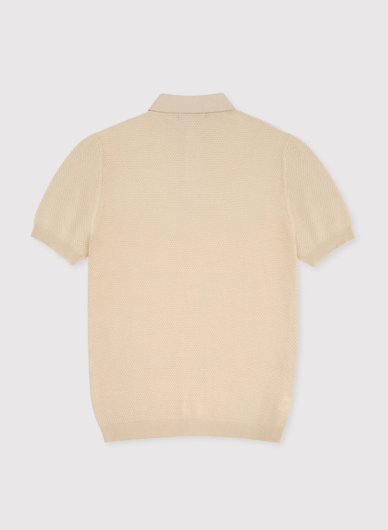T-shirt polo o ciekawej fakturze w kolorze ecru