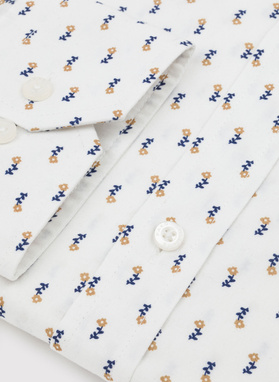 Męska biała koszula w drobne kwiatki 