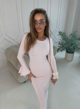 Sukienka damska dzwonek pudrowy róż