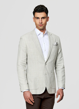 Szara marynarka casual z lnem i bawełną