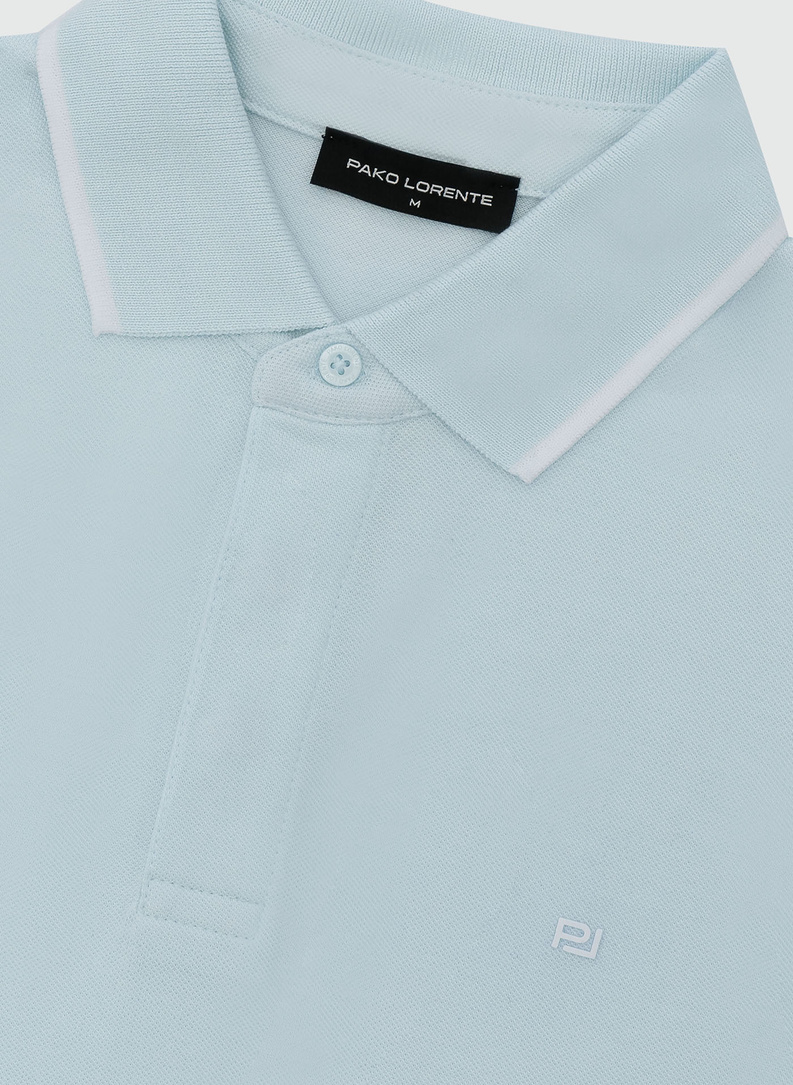 Turkusowy t-shirt polo z bawełną