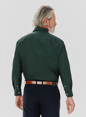 Gładka koszula męska zielona długi rękaw