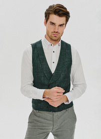 Zielona dwurzędowa kamizelka męska
