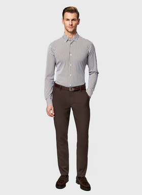 Brązowa koszula męska w prążek
