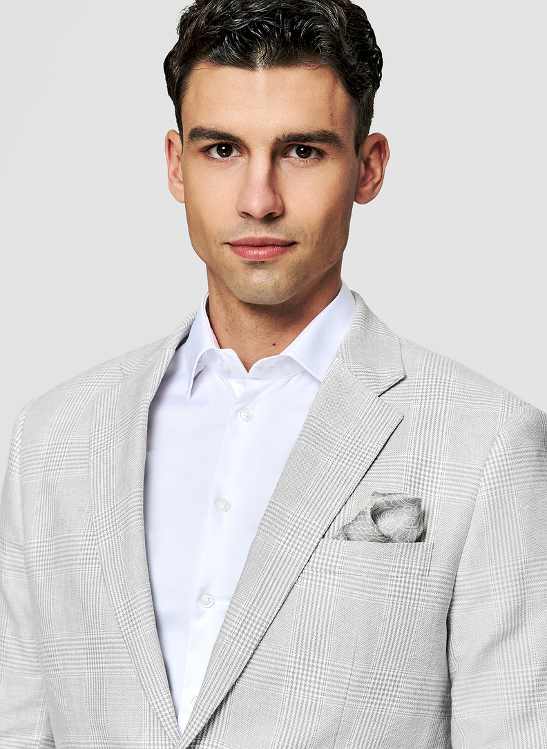 Szara marynarka casual z lnem i bawełną