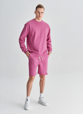 Różowa bluza oversize z okrągłym dekoltem C22SF-2B-004-R-0