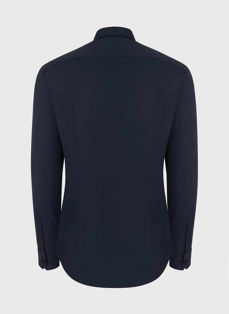 Granatowa gładka koszula męska