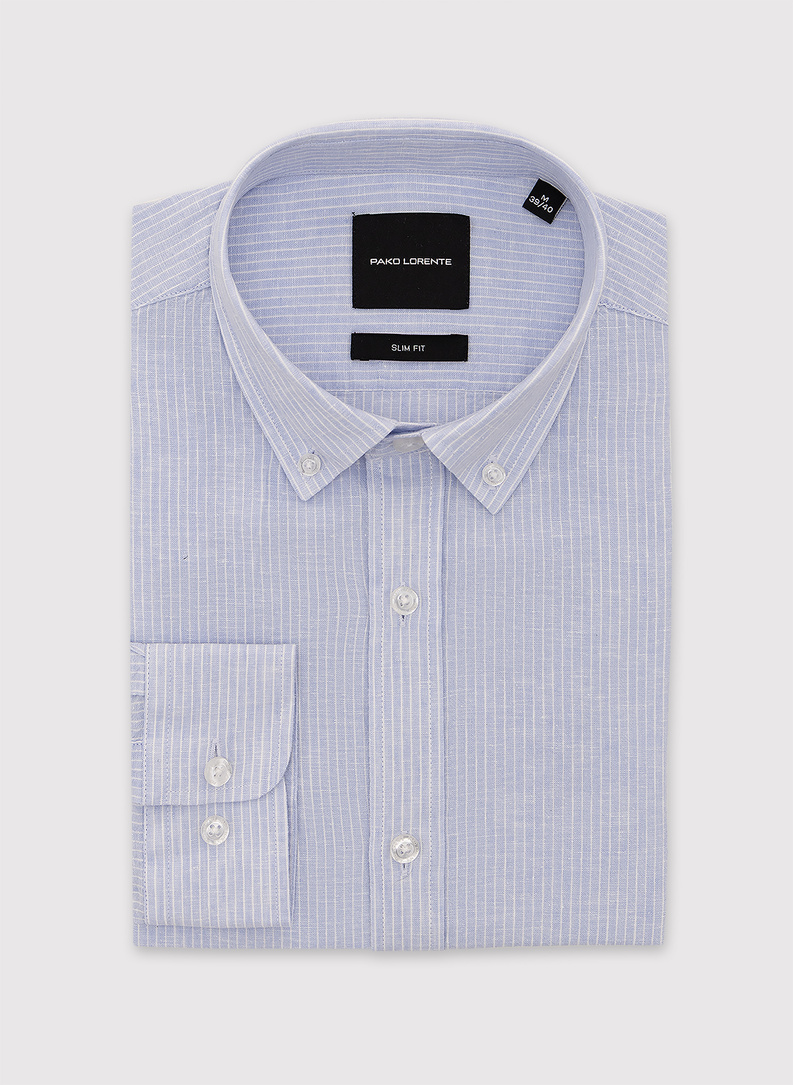 Lniana koszula w prążek