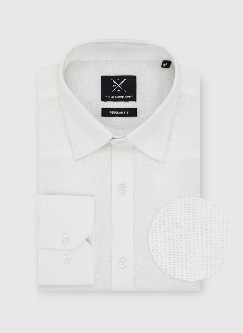 Biała koszula z lnu i bawełny