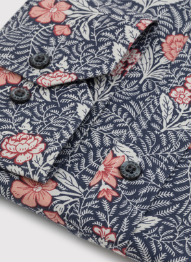 Szara koszula męska w botaniczny wzór