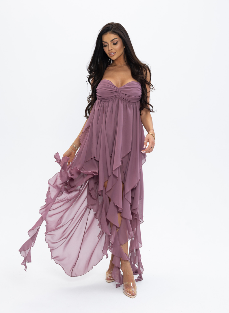 PEARL DRESS MAXI pudrowy róż
