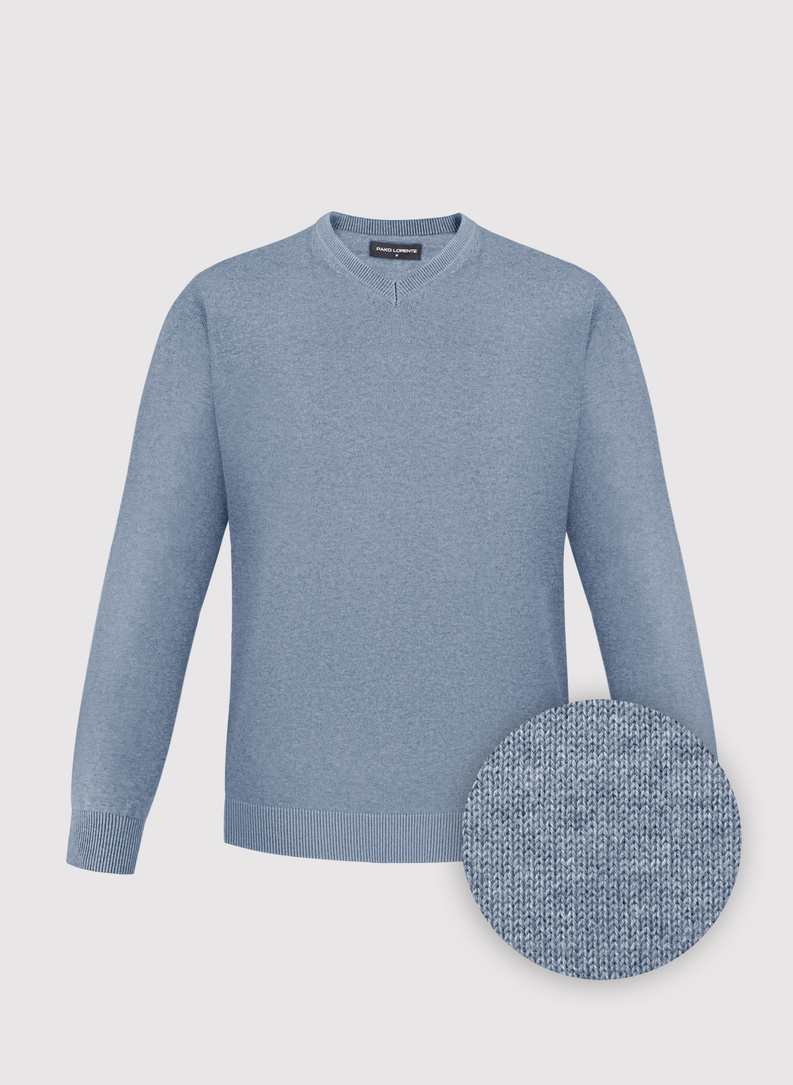 Niebieski sweter męski v-neck