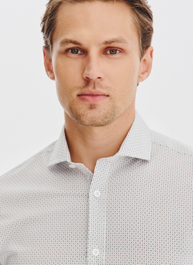 Biała koszula męska w mikrowzór