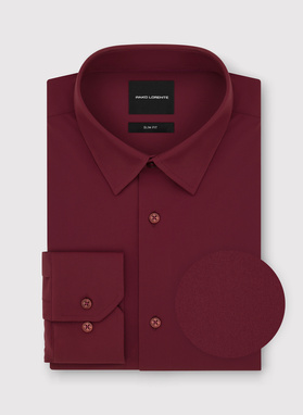 Bordowa dzianinowa koszula męska