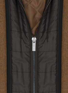 Męski kamelowy płaszcz z wełną