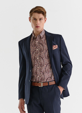 Granatowy garnitur w kratę Windowpane