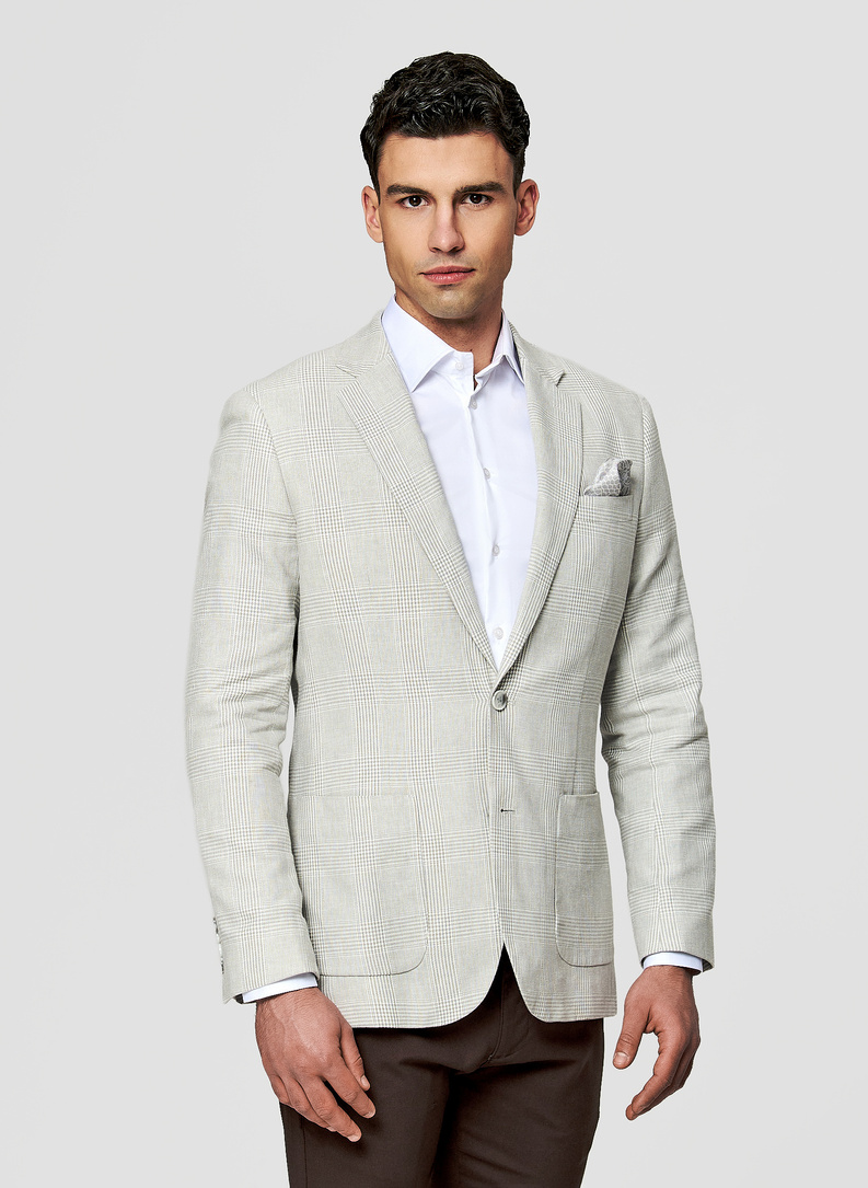 Szara marynarka casual z lnem i bawełną