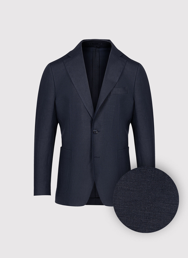 Granatowa lniana marynarka męska