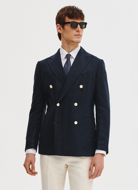 Lniana marynarka dwurzędowa