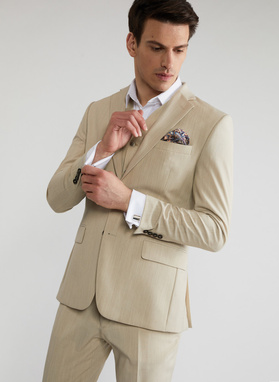 Beżowa kamizelka garniturowa P22SP-8X-009-E-S