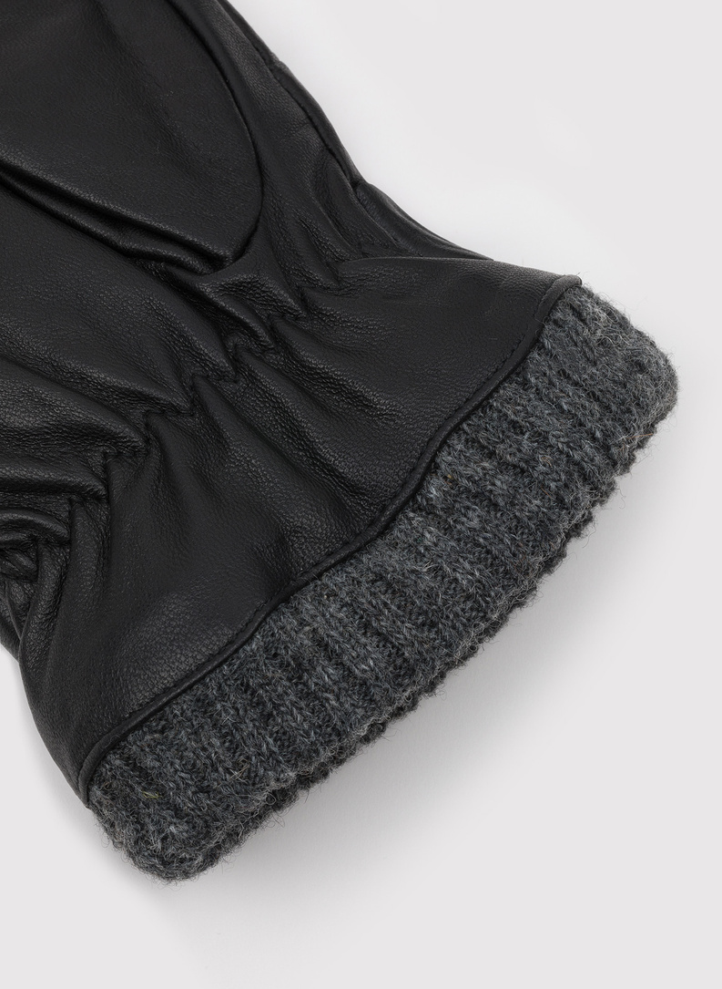 Czarne rękawiczki męskie skórzane 