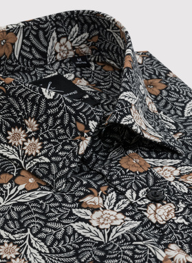 Czarna koszula męska w botaniczny wzór