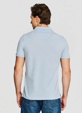 Niebieskie męskie polo z bawełny