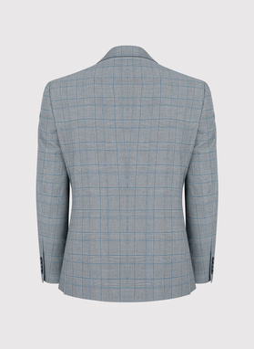 Szara marynarka garniturowa w niebieską kratę