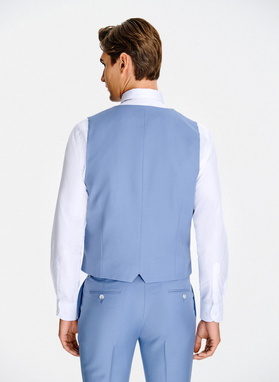 Ślubny niebieski garnitur z wełny